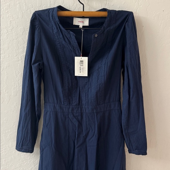 Xirena Navy Blue Finna Dress MIDI Maxi Button Front Dress Size XS NWT - Picture 3 of 4